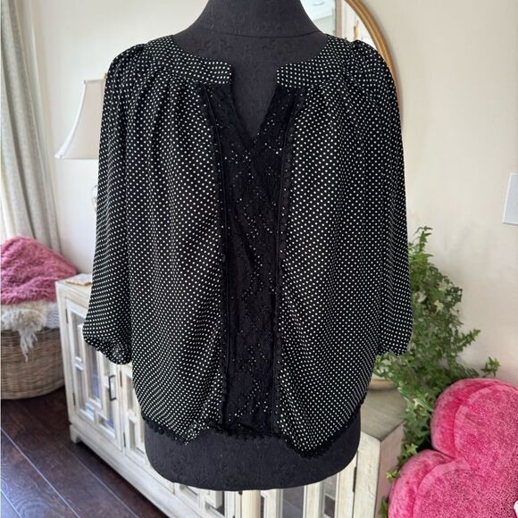 Black with white polkadot, My Michelle size medium blouse - Picture 1 of 4
